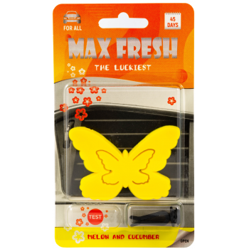 Ароматизатори Аломатизатор MAX FRESHАтрактивен дизайн, удобна поставка за въздухопровод и дълготраен аромат, който издържа повече от 60 дни, тези ароматизатори са перфектния аксесоар за Вашия автомобил MAX FRESH